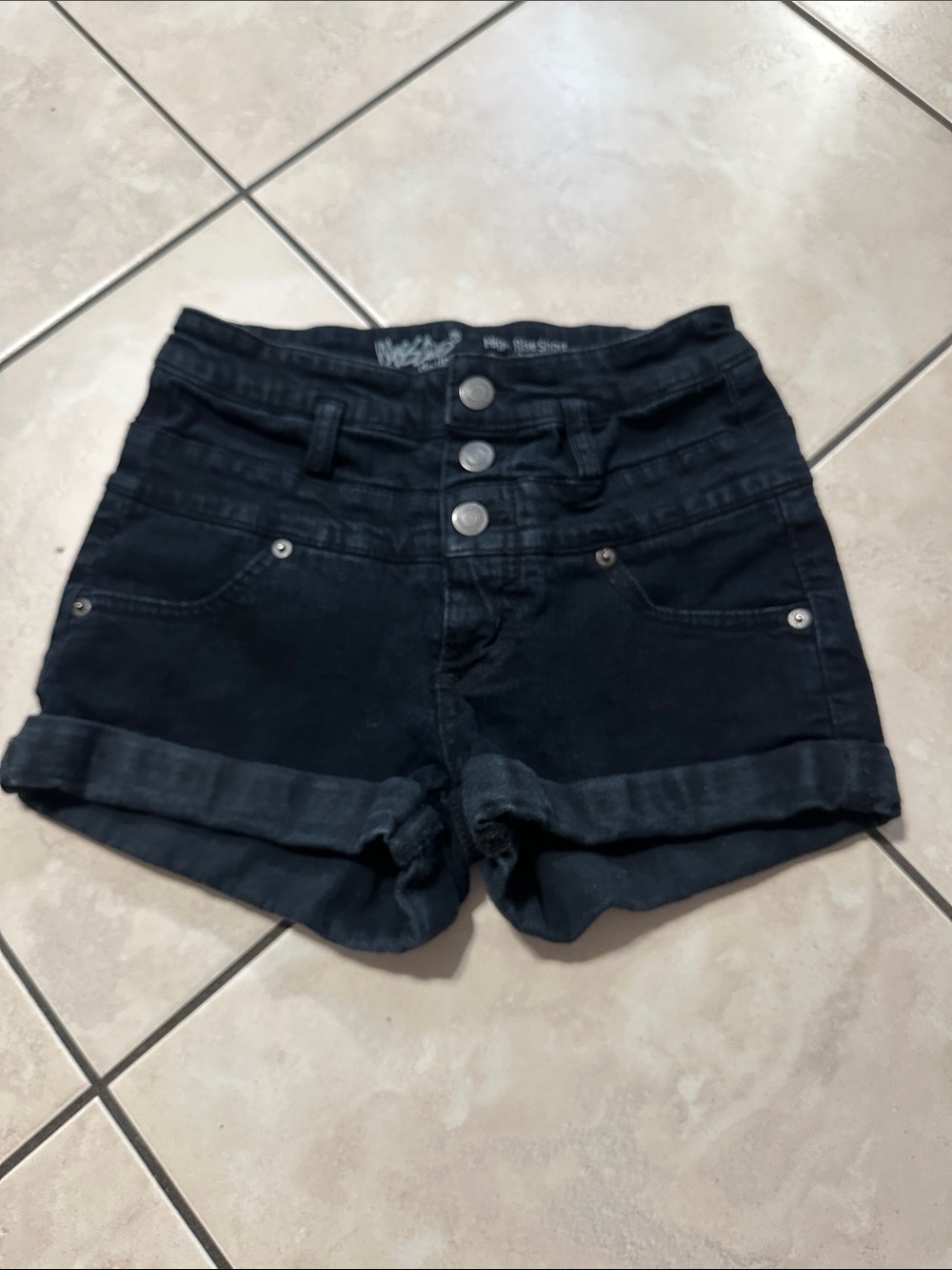 Mossimo Supply Co. Black Triple-Button Rolled Hem Jean Shorts